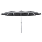 Crestlive Products 15 x 9 ft Aluminum Market Umbrella with Crank and Solar LED Lights