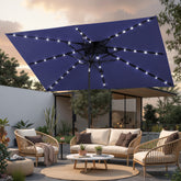 Crestlive Products 10x7ft Aluminum Double Top Rectangular Market Umbrella with Solar Lights