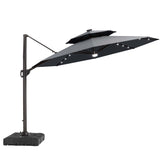 11x11 ft Aluminum Cantilever Patio Umbrella with LED Lights & Double Top (Base Options)