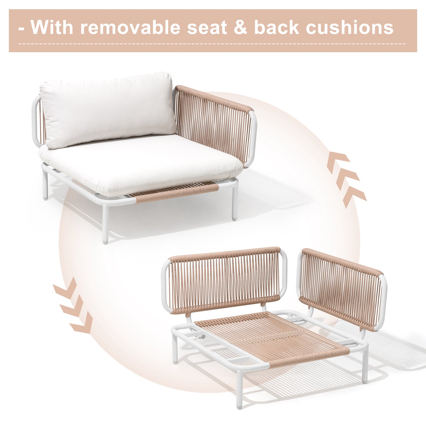 Crestlive Products Outdoor Sectional Sofa with Cushions, Modular Patio Conversation Set