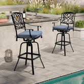 Aluminum Swivel Outdoor Bar Stool Set of 2 with Sunbrella Cushions