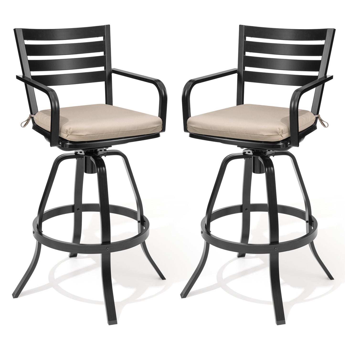 Crestlive Products Cast Aluminum Swivel Bar Stools Set of 2 with Sunbrella