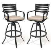 Cast Aluminum Swivel Outdoor Bar Stool Set of 2 with Sunbrella