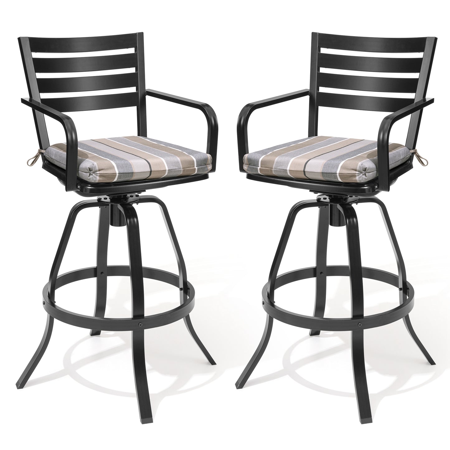 Crestlive Products Cast Aluminum Outdoor Swivel Bar Stools with Sunbrella Cushions, Set of 2