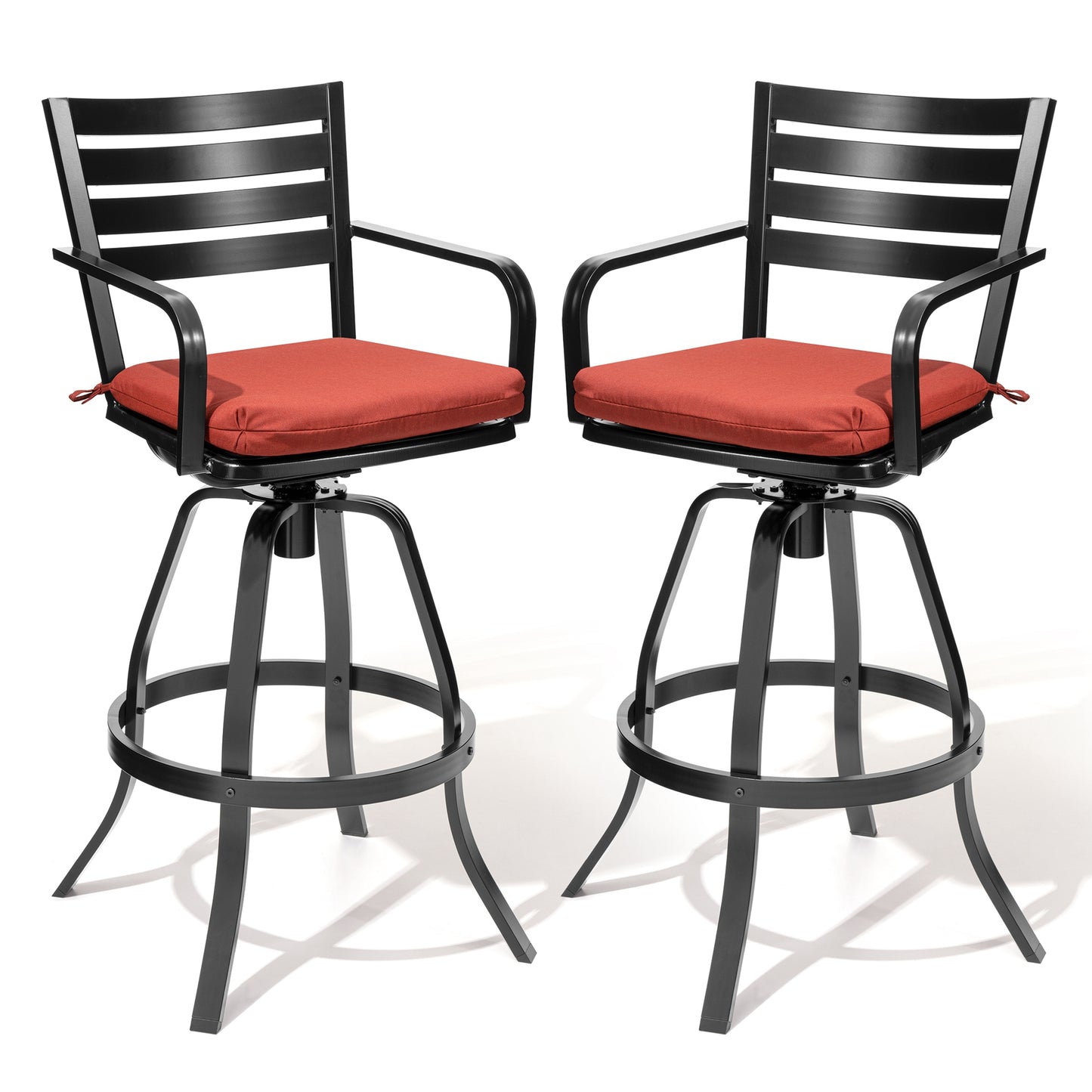 Crestlive Products Cast Aluminum Outdoor Swivel Bar Stools with Sunbrella Cushions, Set of 2