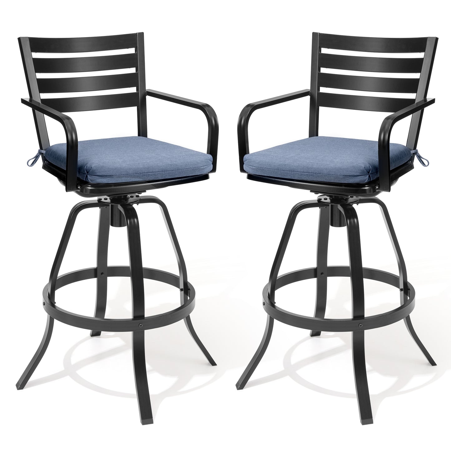 Crestlive Products Cast Aluminum Outdoor Swivel Bar Stools with Sunbrella Cushions, Set of 2