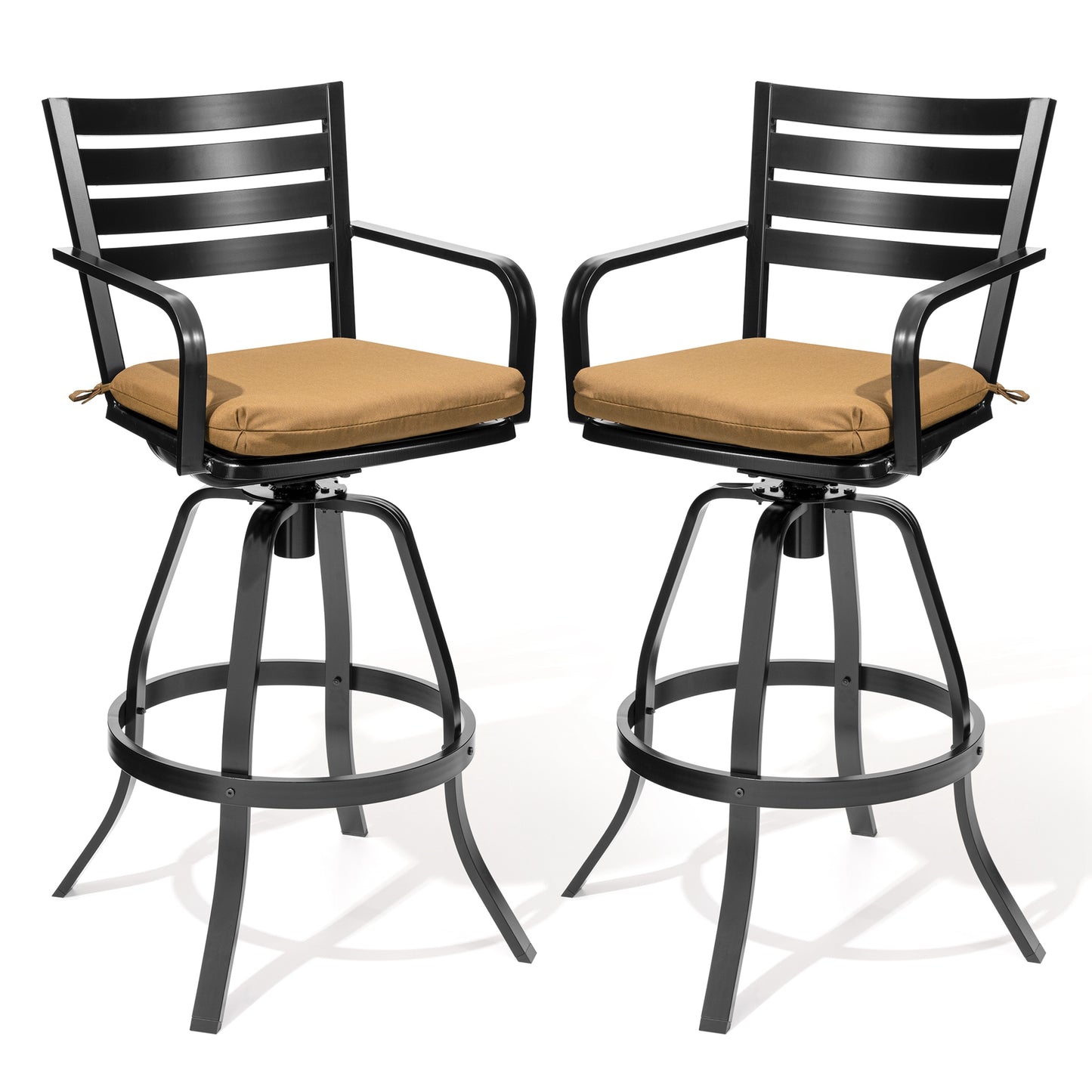 Crestlive Products Cast Aluminum Outdoor Swivel Bar Stools with Sunbrella Cushions, Set of 2