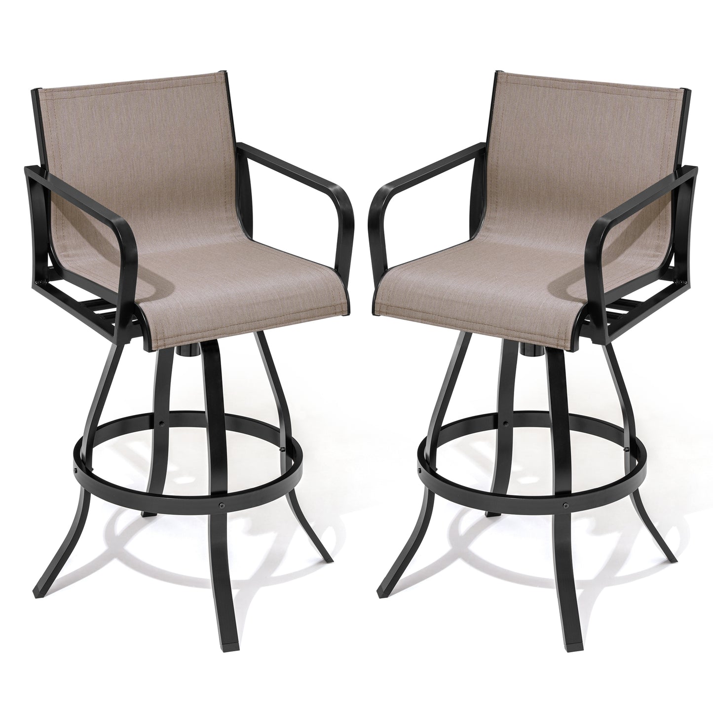 Crestlive Products Aluminum Outdoor Swivel Bar Stool Set of 2 with Sunbrella Fabric