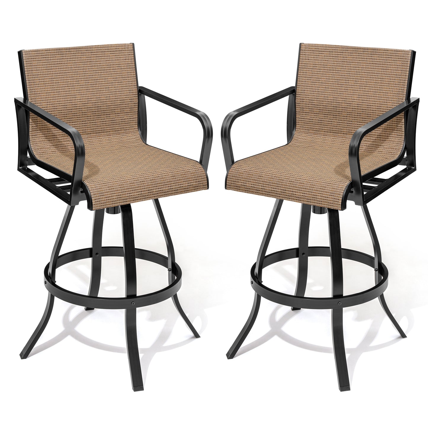 Crestlive Products Aluminum Outdoor Swivel Bar Stool Set of 2 with Sunbrella Fabric
