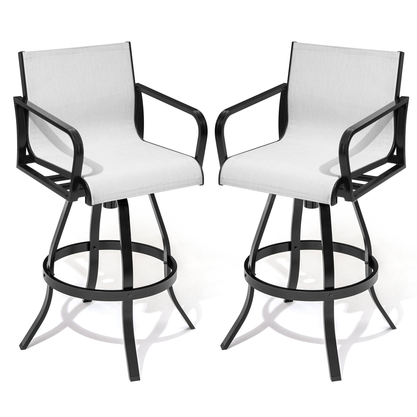 Crestlive Products Aluminum Outdoor Swivel Bar Stool Set of 2 with Sunbrella Fabric