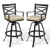 Crestlive Products Aluminum Outdoor Swivel Bar Stool Set of 2 with Sunbrella Cushion