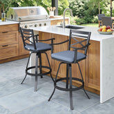 Aluminum Swivel Bar Stools Set of 2 with Sunbrella