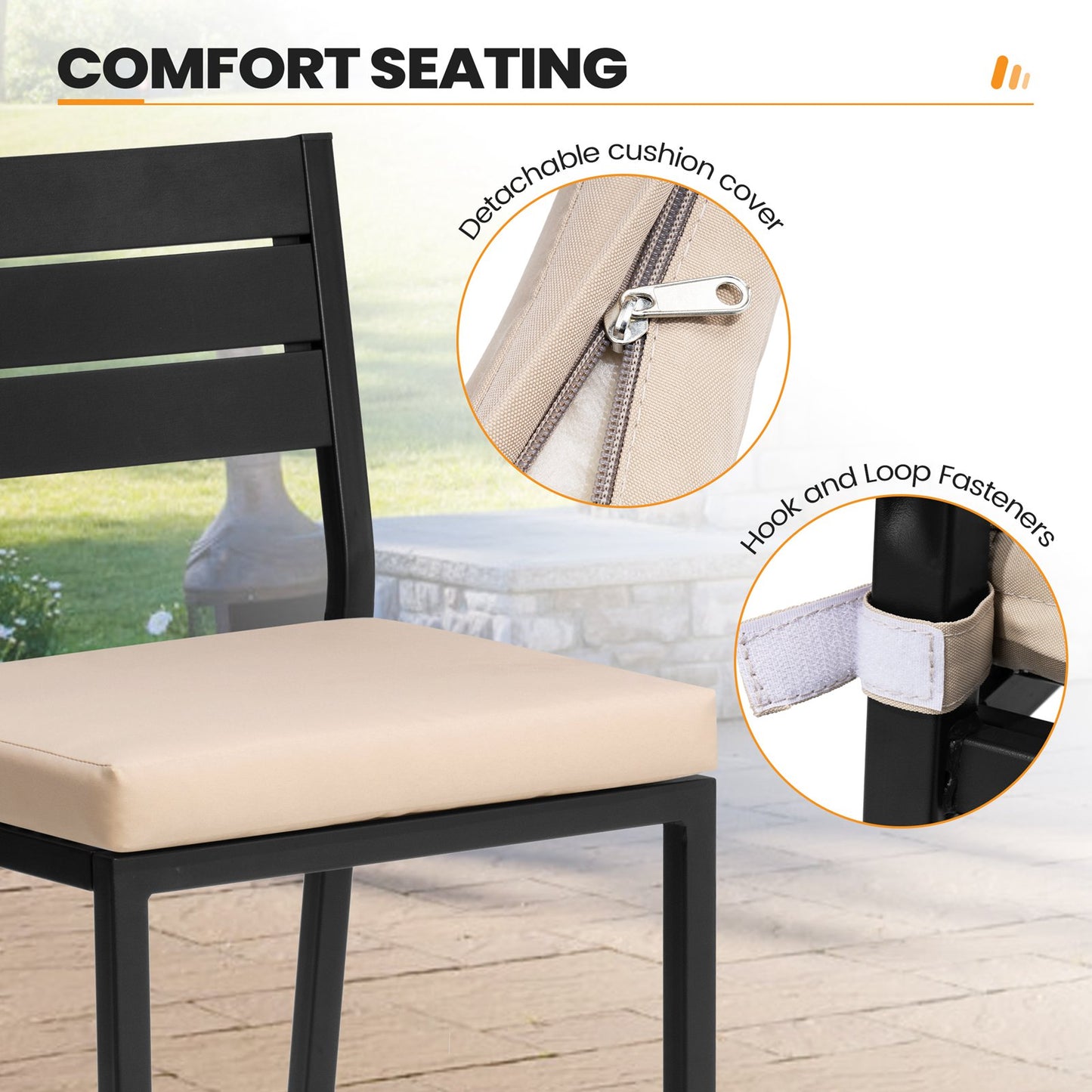 Crestlive Products 2-Piece Outdoor Bar Stools with Cushions, Backrest and Footrest