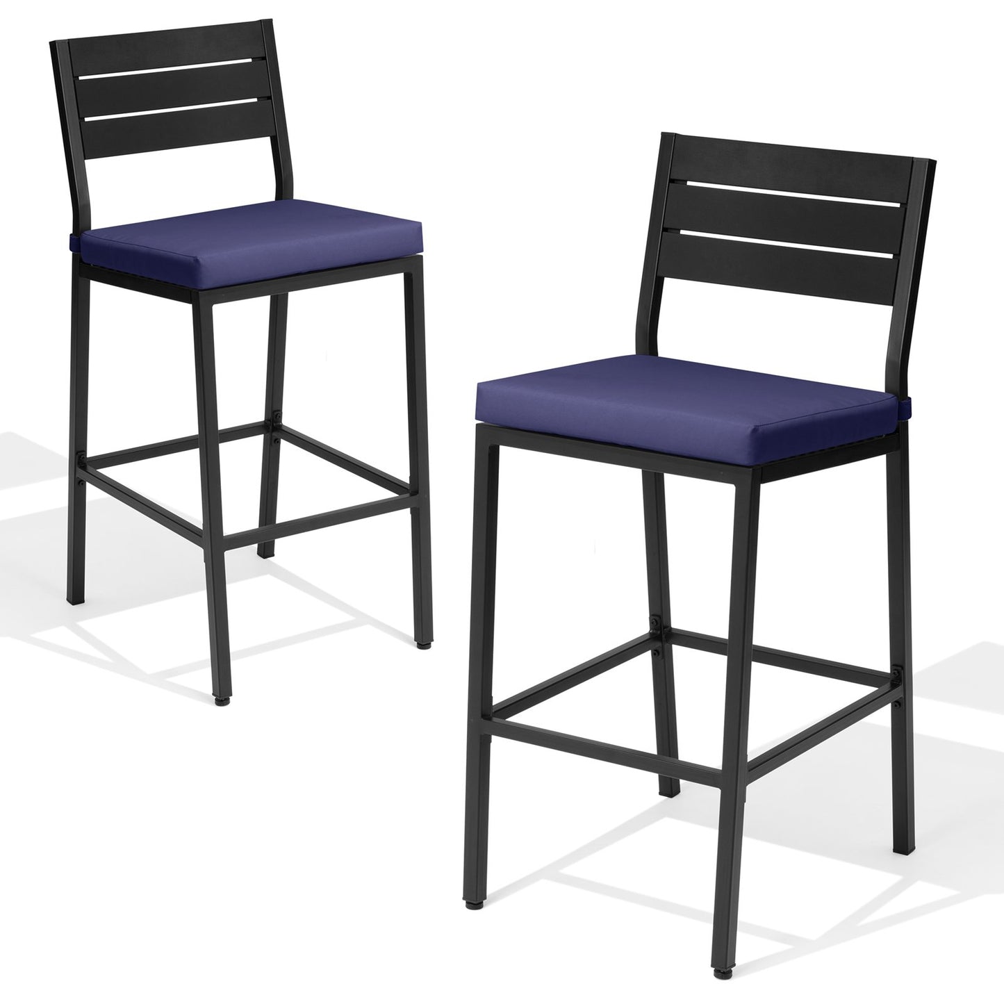 Crestlive Products 2-Piece Outdoor Bar Stools with Cushions, Backrest and Footrest