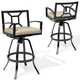 Crestlive Products Aluminum Outdoor Swivel Bar Stool Set of 2 with Sunbrella Cushions