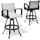 Crestlive Products Aluminum Outdoor Swivel Bar Stool Set of 2 with Sunbrella Fabric