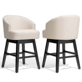 Swivel PU Leather Bar Stools, Set of 2 (Wood Base)