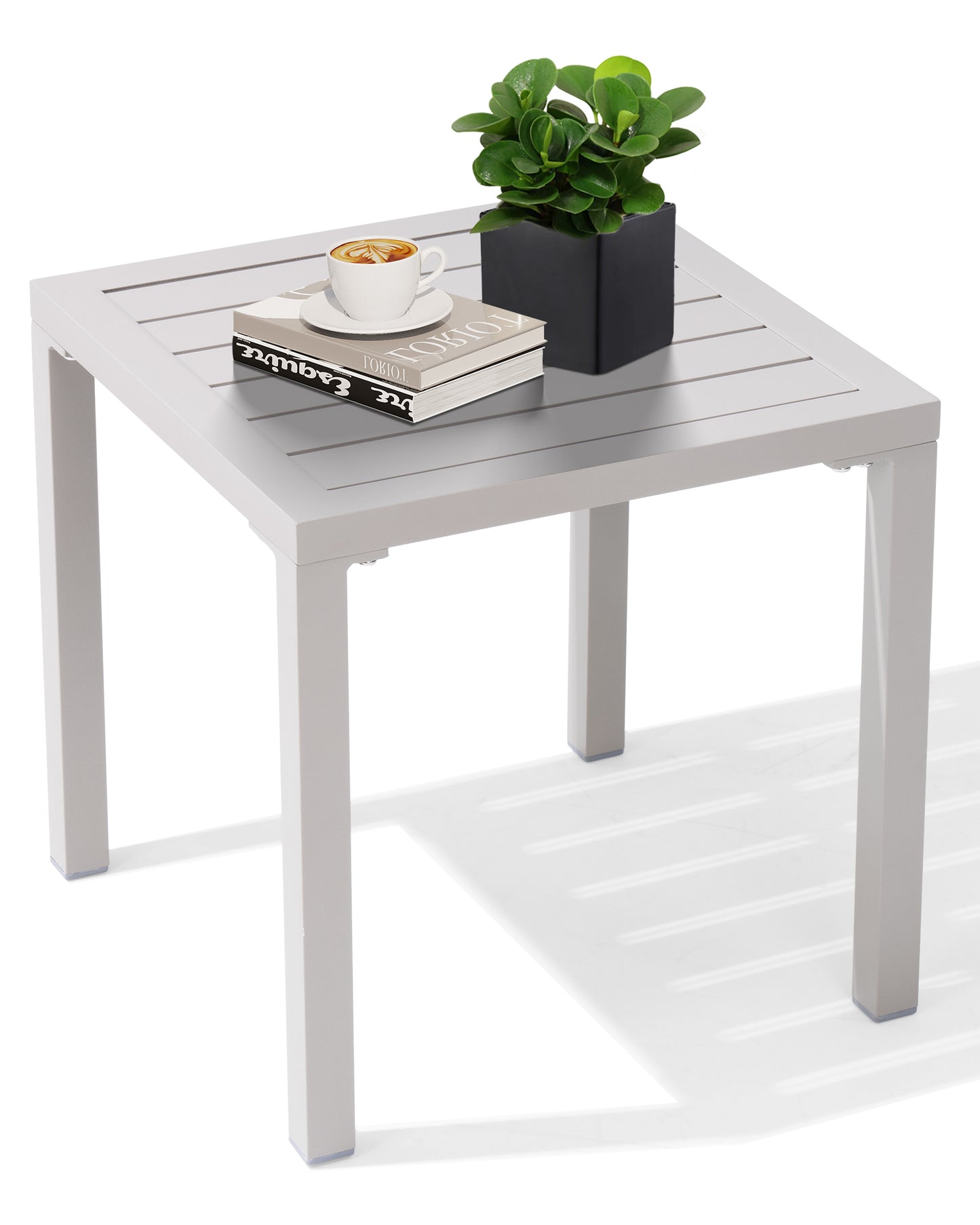 Crestlive Products Aluminum Square Side Table Small Patio Coffee Bistro