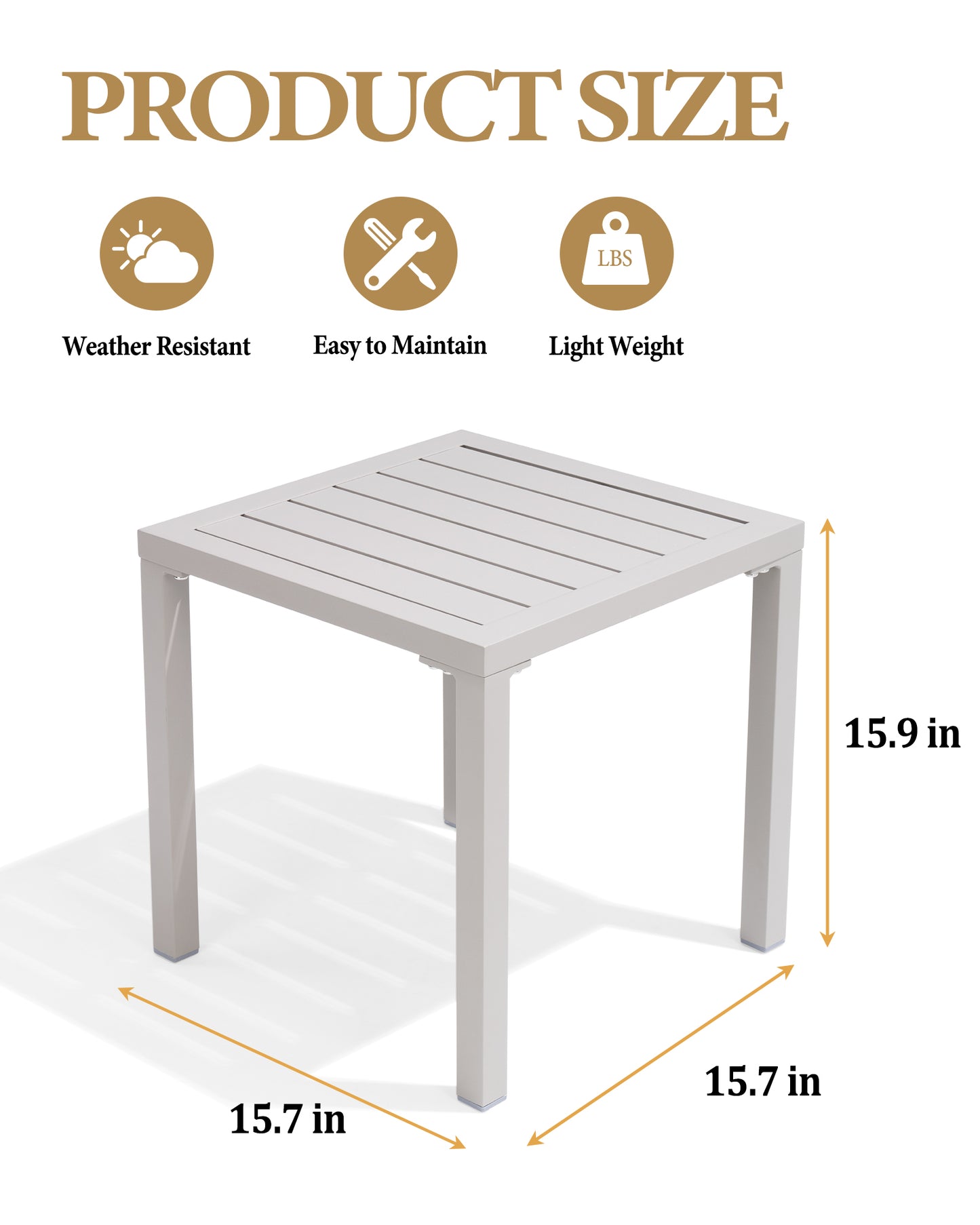 Crestlive Products 16 x 16 in. Outdoor Aluminum Small Square Side End Table