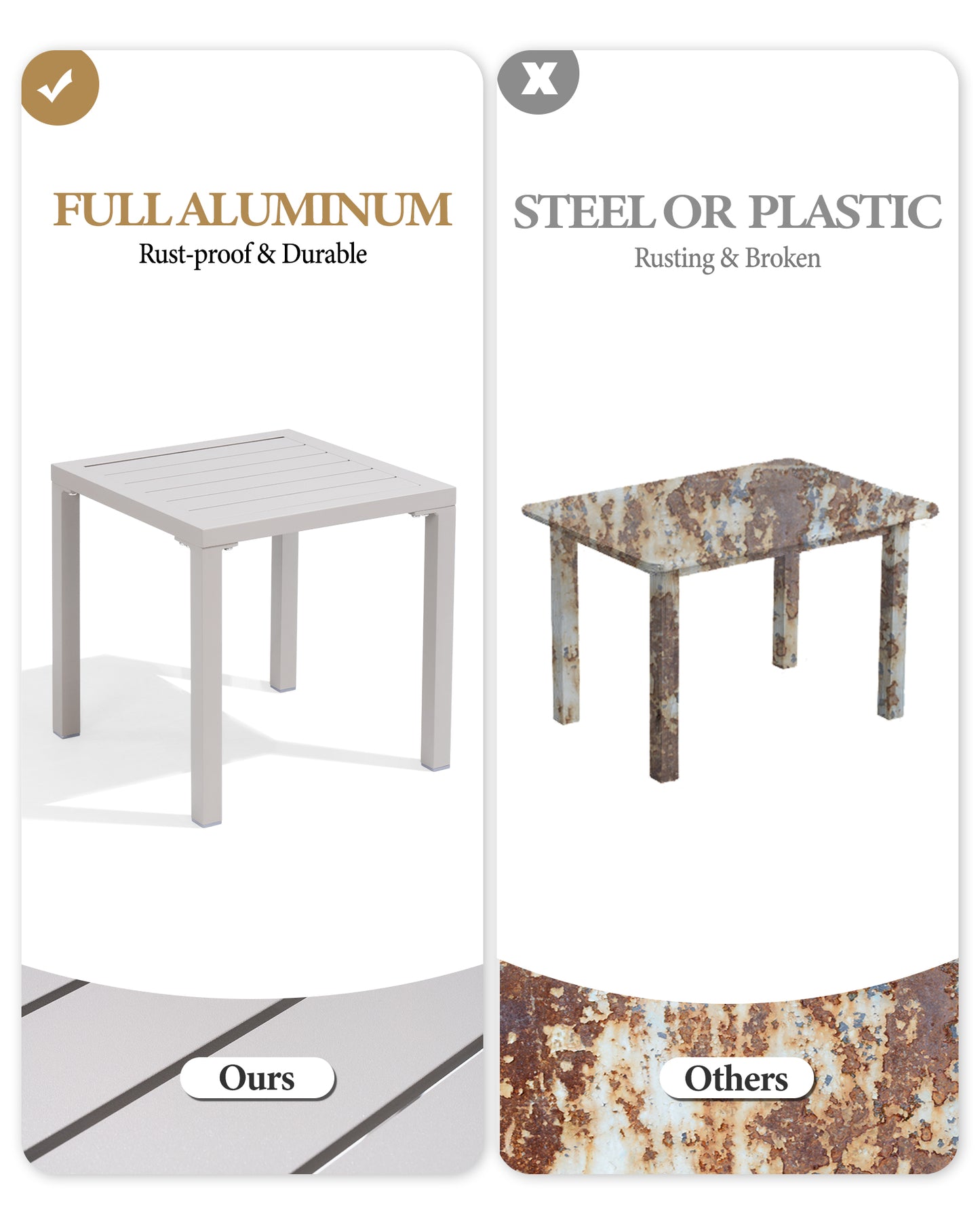 Crestlive Products Aluminum Square Side Table Small Patio Coffee Bistro