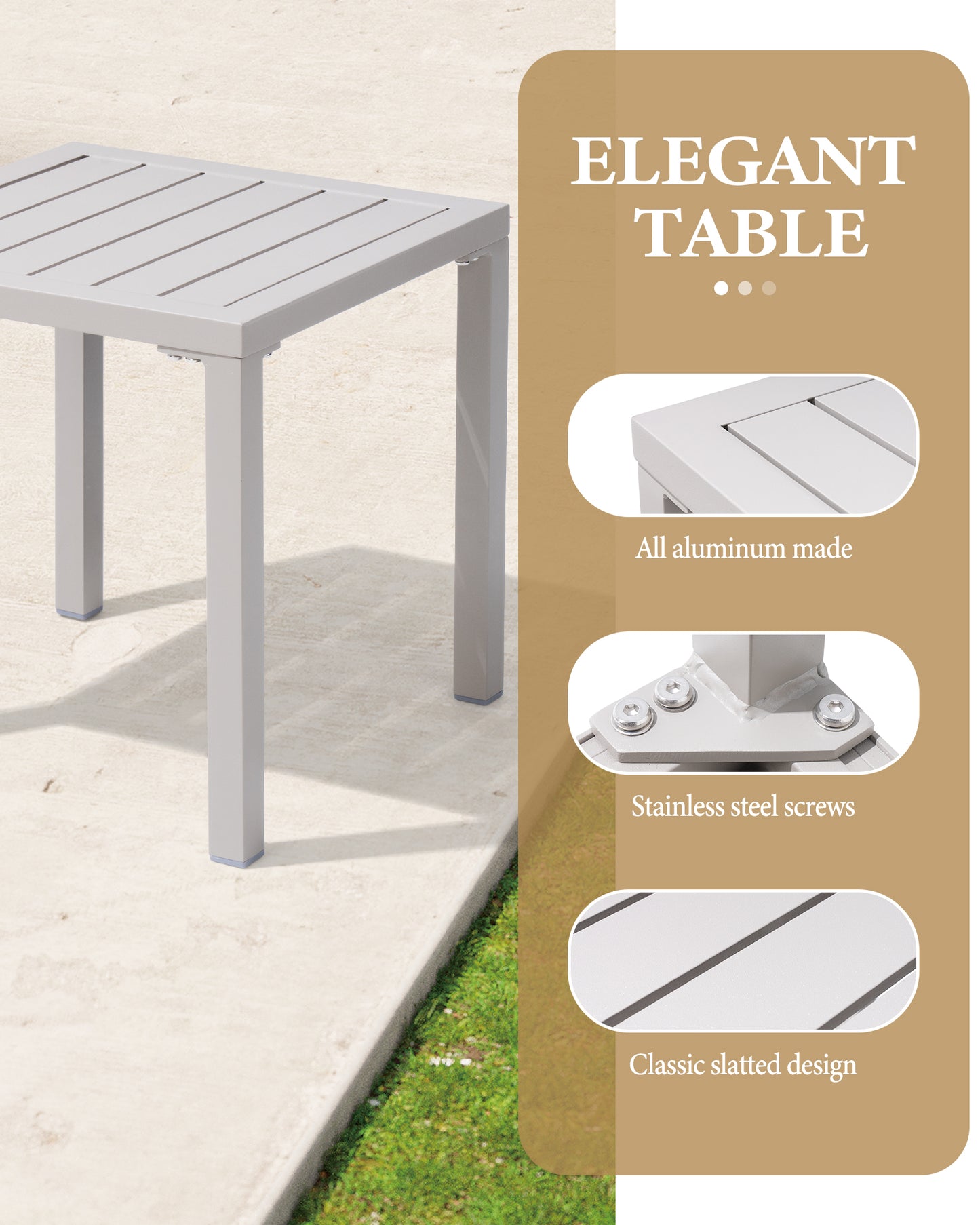 Crestlive Products 16 x 16 in. Outdoor Aluminum Small Square Side End Table