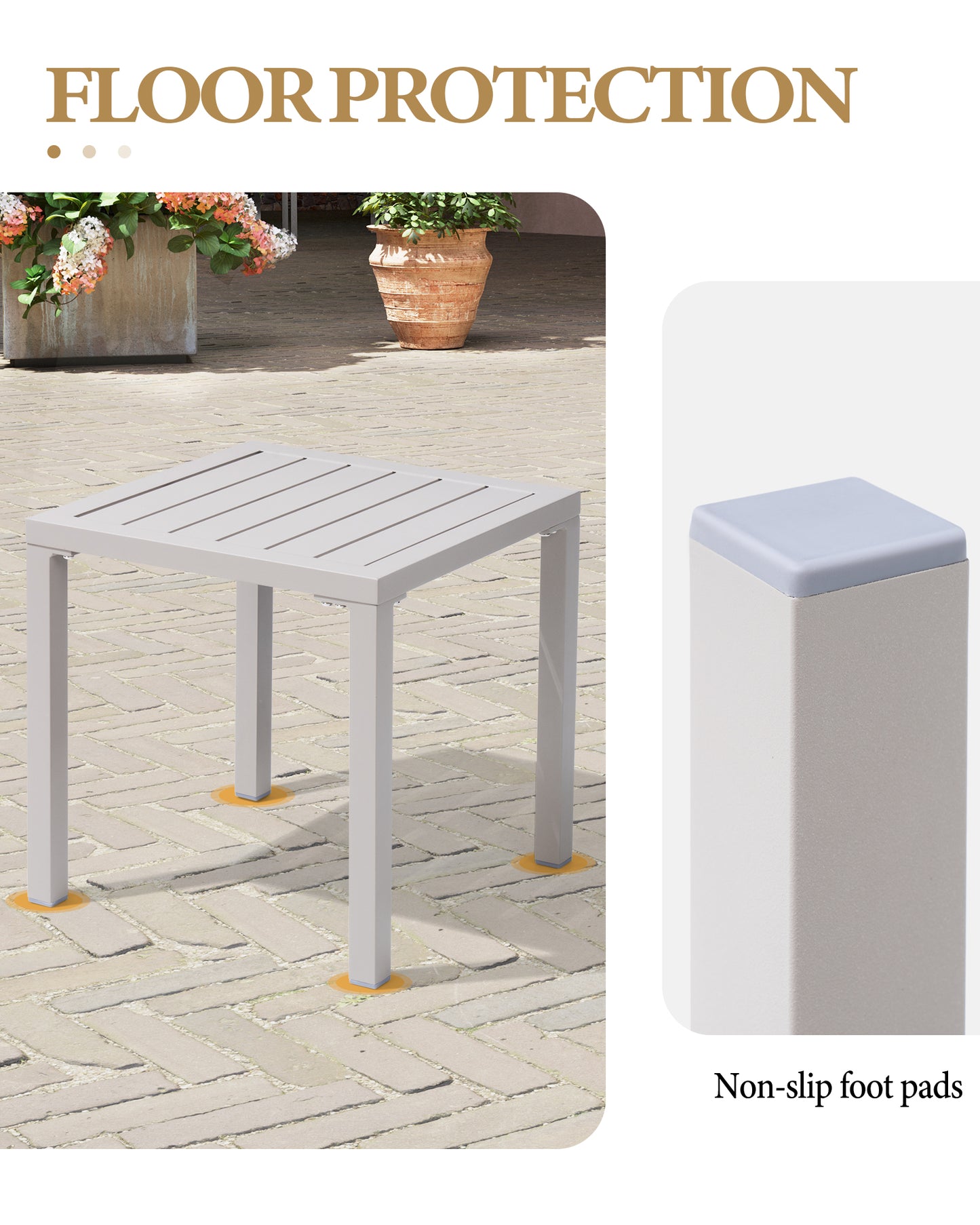 Crestlive Products Aluminum Square Side Table Small Patio Coffee Bistro