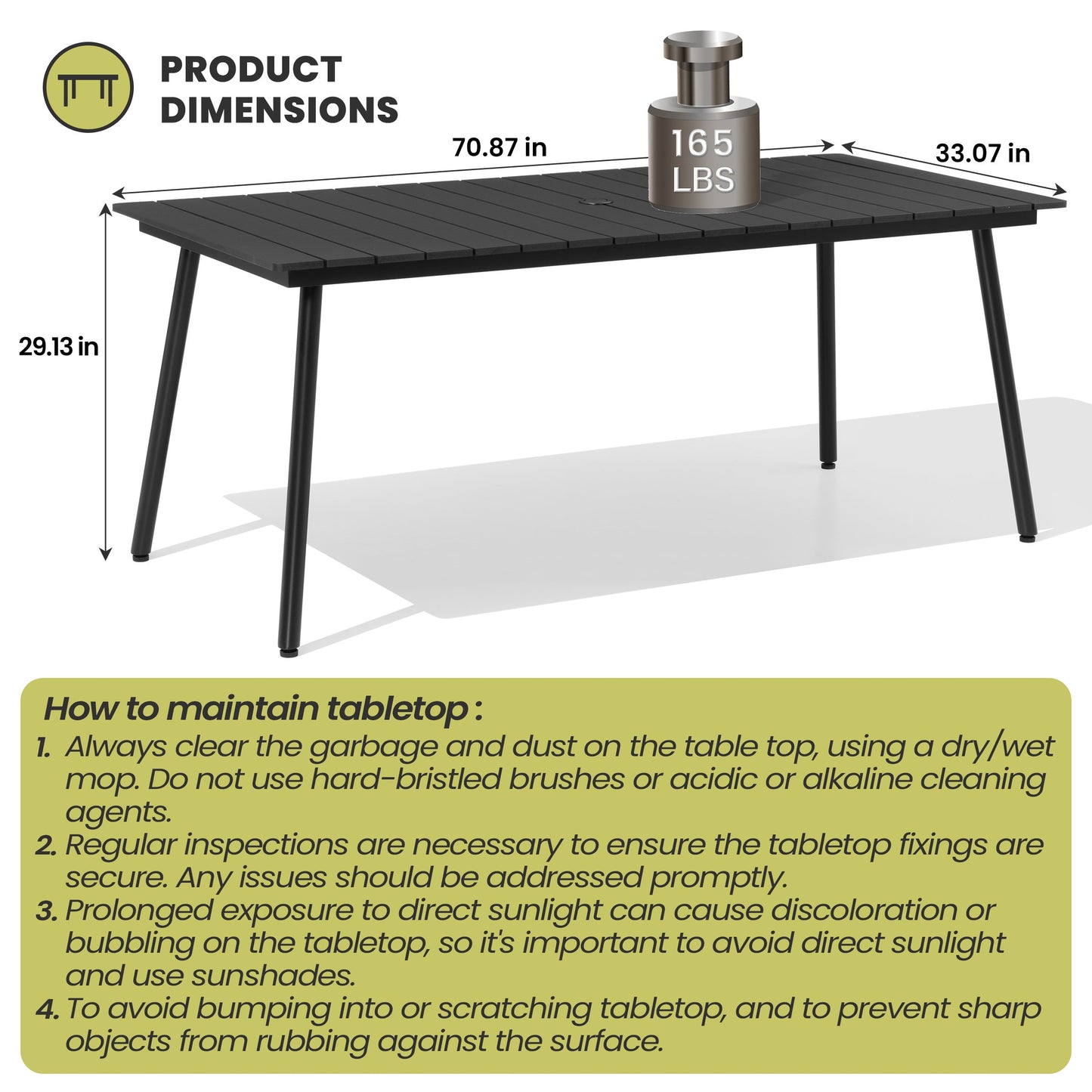Crestlive Products Outdoor Patio Dining Set with Rectangular Table and Folding Chairs