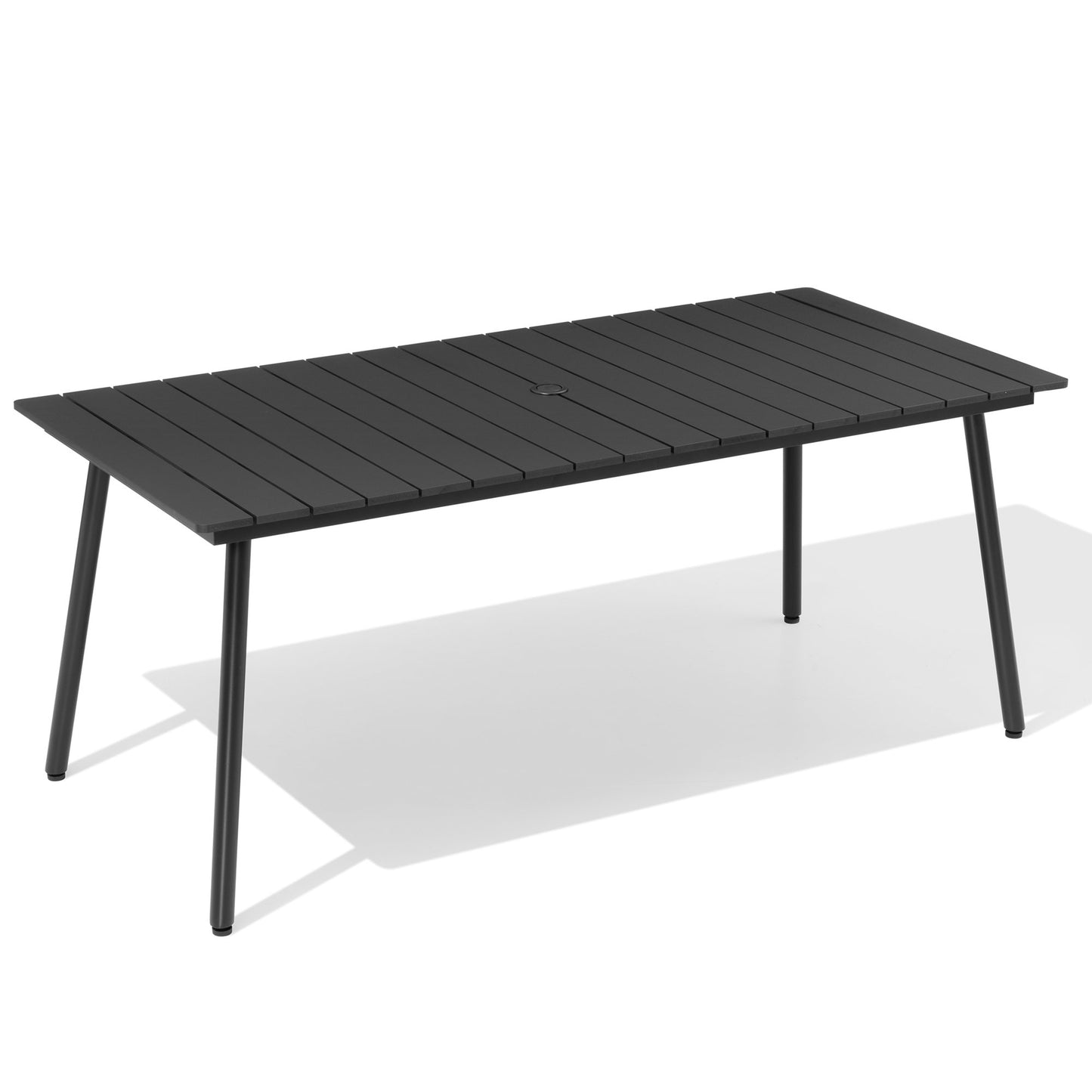 Crestlive Products Outdoor Patio Dining Table with Wood-Like Top and Aluminum Frame