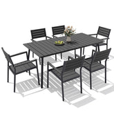 Aluminum Dining Set with Umbrella Hole & Polywood Chairs