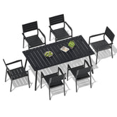 Crestlive Products Aluminum Outdoor Patio Dining Table with Umbrella Hole & Polywood Chairs