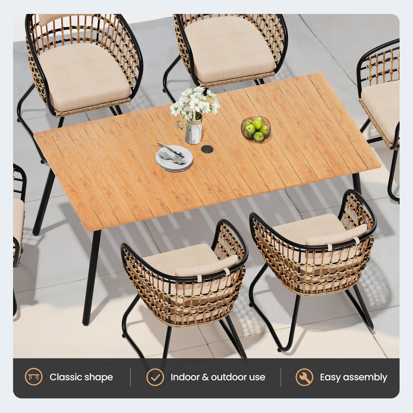 Crestlive Products 7/9-Piece Aluminum Outdoor Patio Dining Set with Table and PE Rattan Chairs