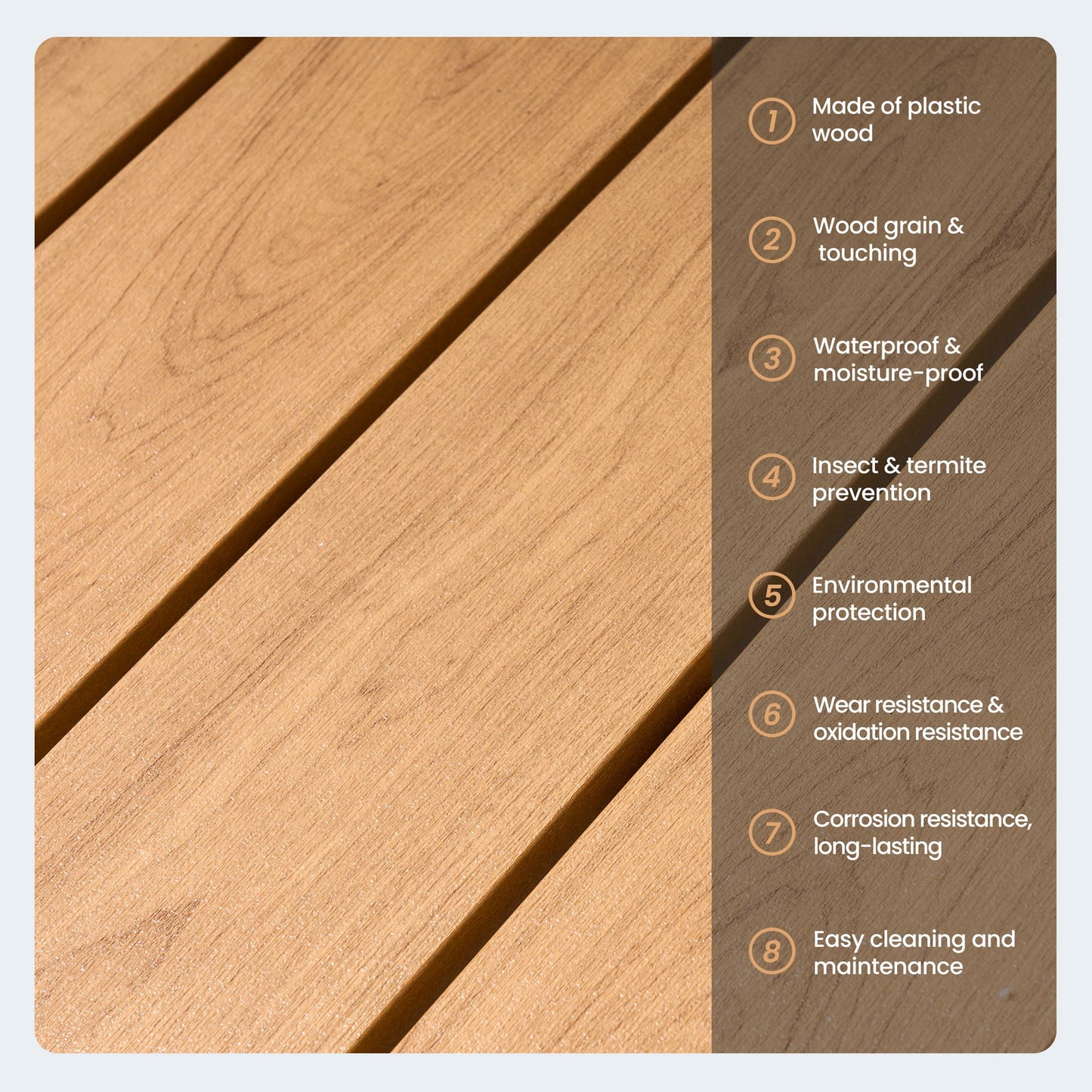 Crestlive Products Outdoor Patio Dining Table with Wood-Like Top and Aluminum Frame