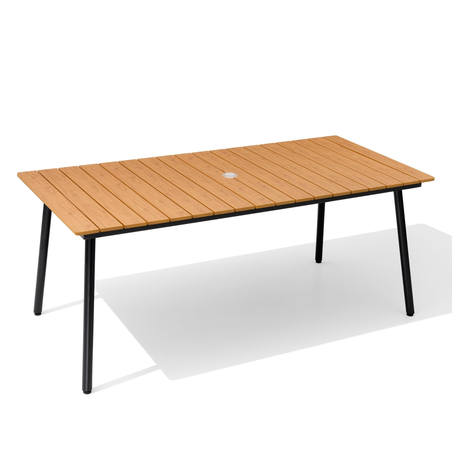 Crestlive Products Outdoor Patio Dining Table with Wood-Like Top and Aluminum Frame