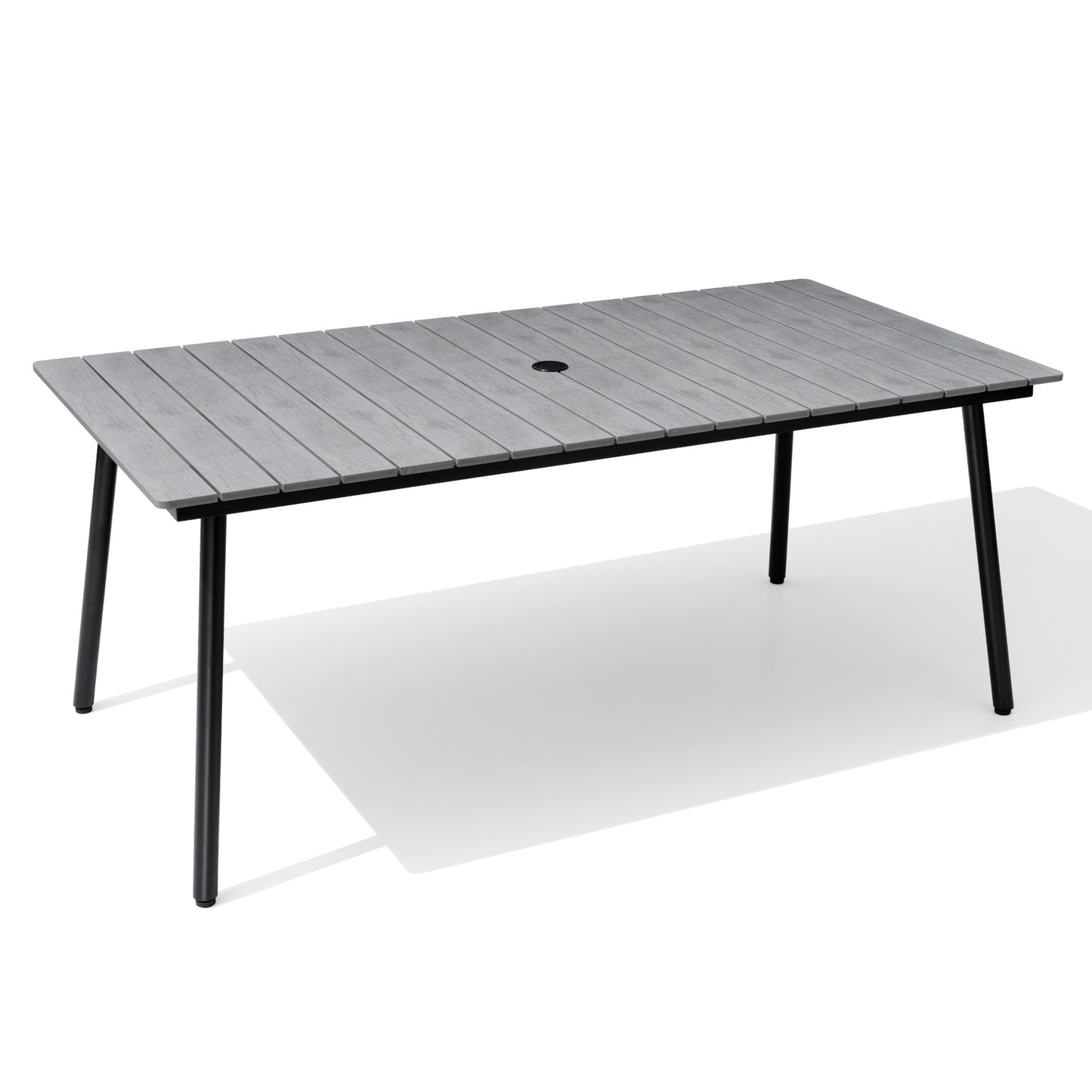 Crestlive Products 71 x 33 in. Rectangular Aluminum Outdoor Dining Table with Umbrella Hole