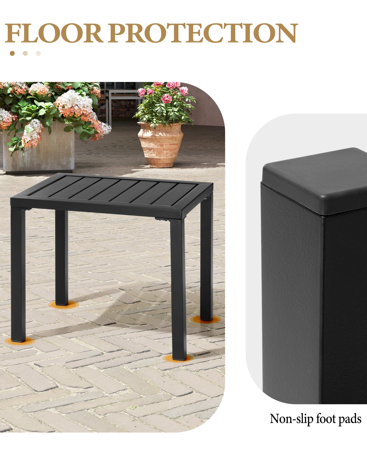 Crestlive Products Aluminum Rectangular Patio Side Table, Small Outdoor Bistro Coffee Table
