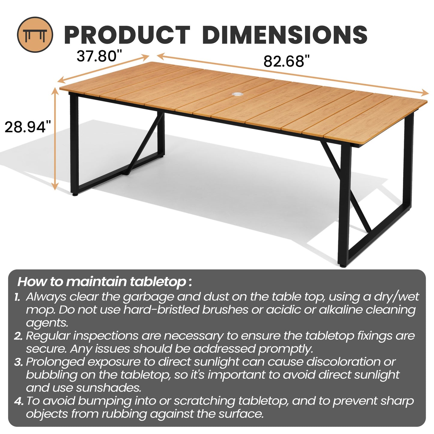 Crestlive Products 7-Piece Outdoor Aluminum Patio Dining Set with Umbrella Hole Table and Stackable Armrest Chairs