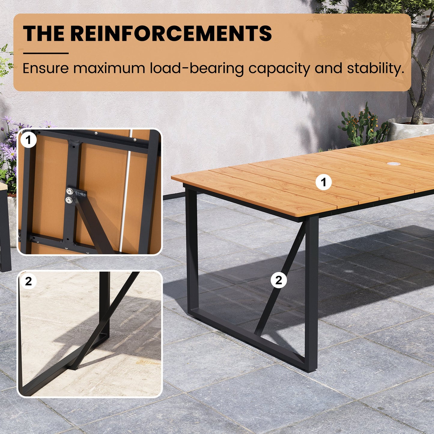 Crestlive Products 7-Piece Outdoor Aluminum Patio Dining Set with Umbrella Hole Table and Stackable Armrest Chairs