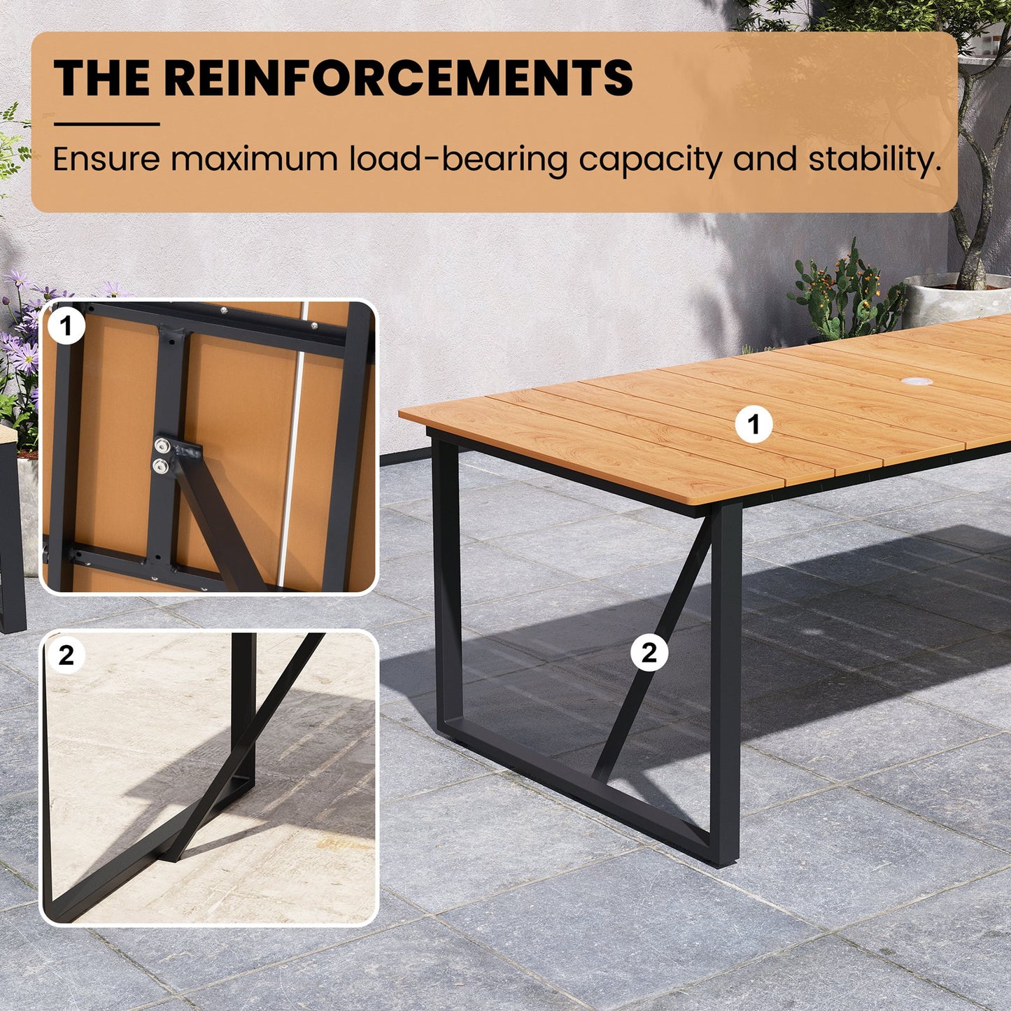 Crestlive Products Outdoor Aluminum Rectangular Dining Table with PE Rattan Chairs