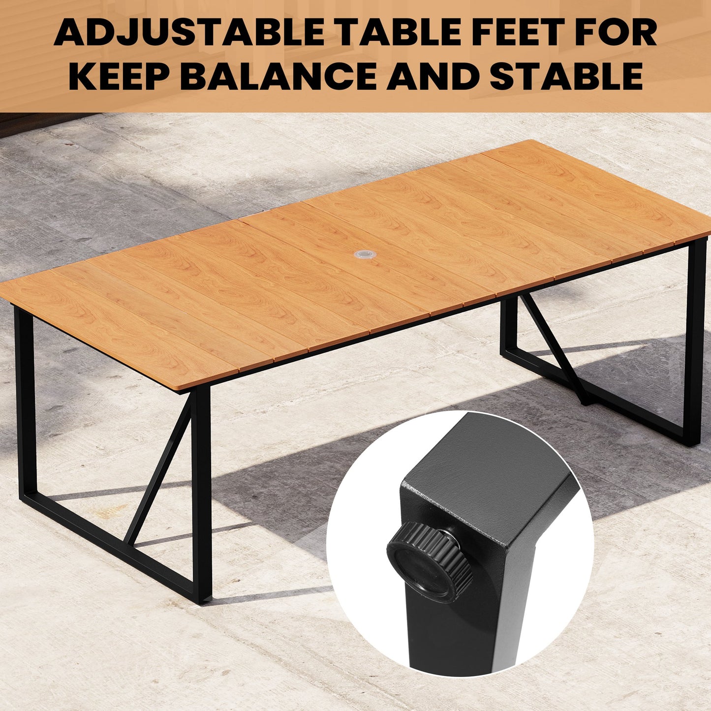 Crestlive Products 7-Piece Outdoor Aluminum Patio Dining Set with Umbrella Hole Table and Stackable Chairs