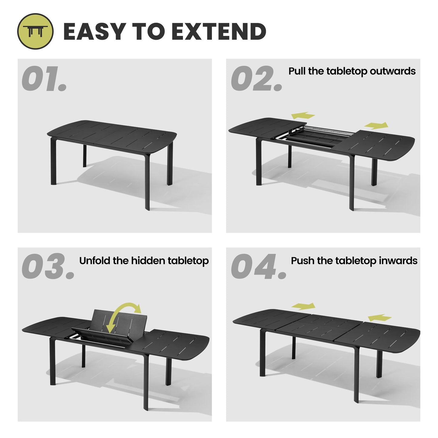 Crestlive Products Expandable Rectangular Patio Dining Table Set with Chairs