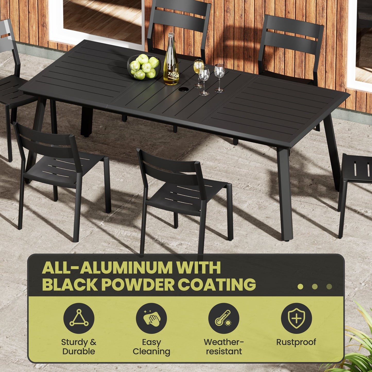 Crestlive Products Outdoor Dining Set with Umbrella Hole