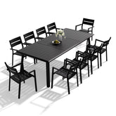 Crestlive Products Aluminum Outdoor Patio Dining Table with Umbrella Hole and Stackable Dining Chairs