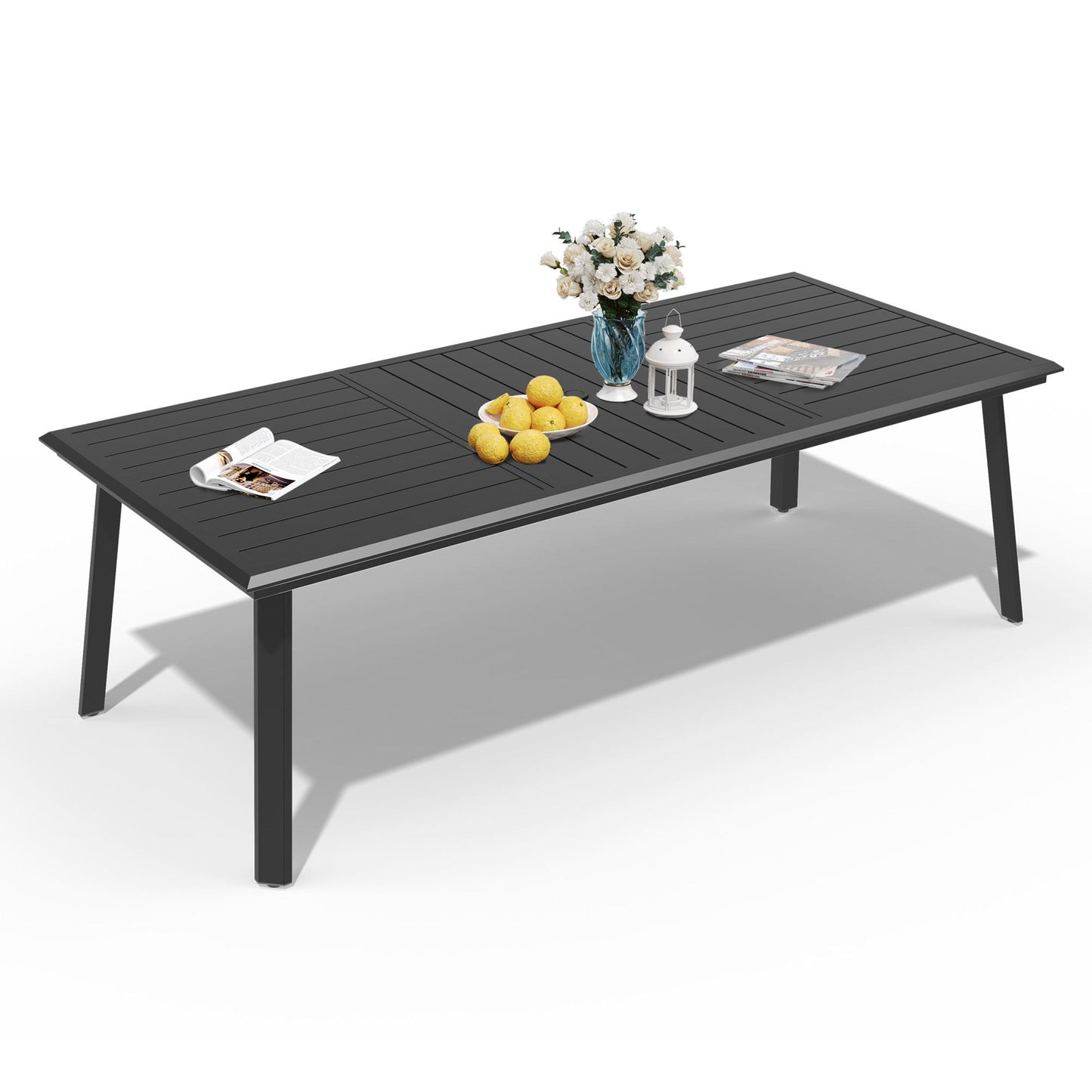 Crestlive Products 94 x 42 In. Rectangular Aluminum Outdoor Dining Table with Umbrella Hole