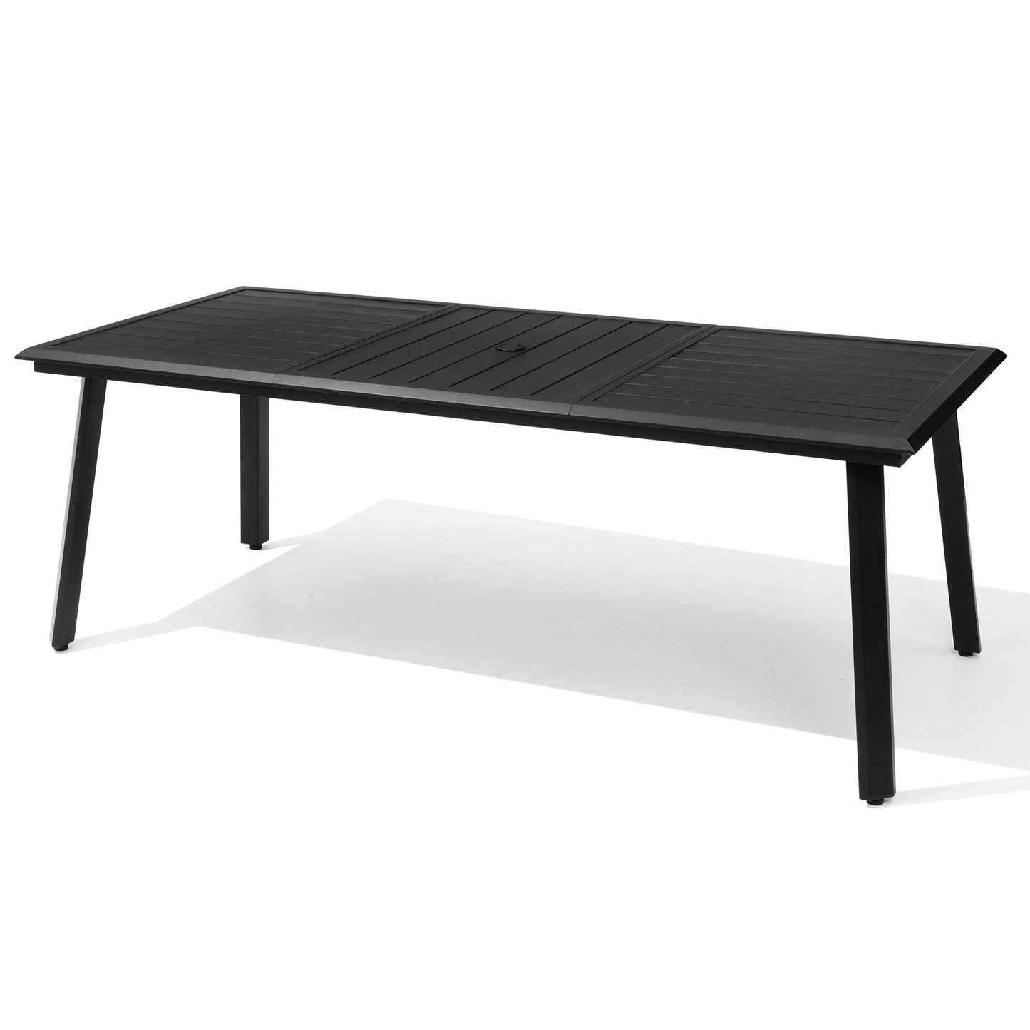 Crestlive Products Patio Aluminum Dining Table with Umbrella Hole for 6-8 People