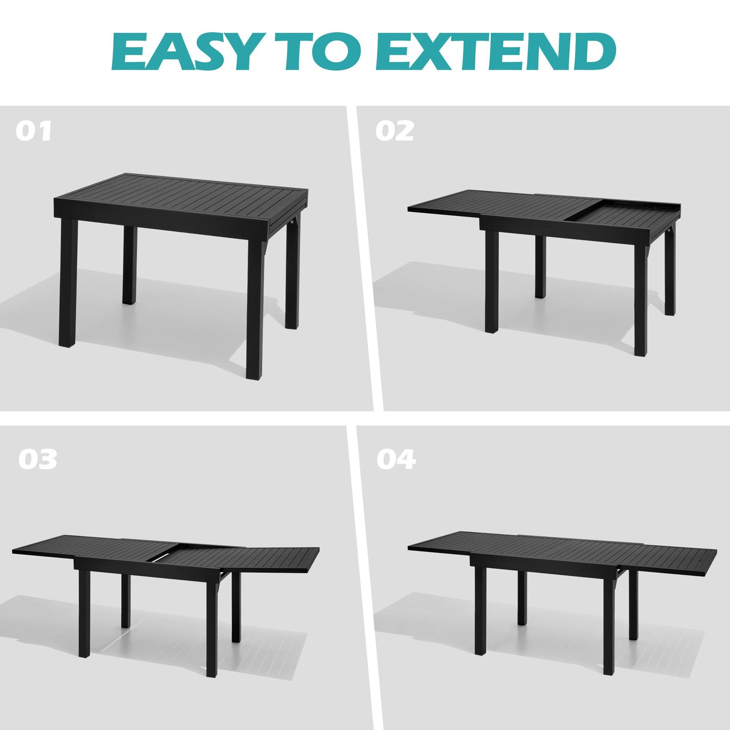 Crestlive Products 83 x 32 in. Aluminum Expandable Outdoor Dining Table