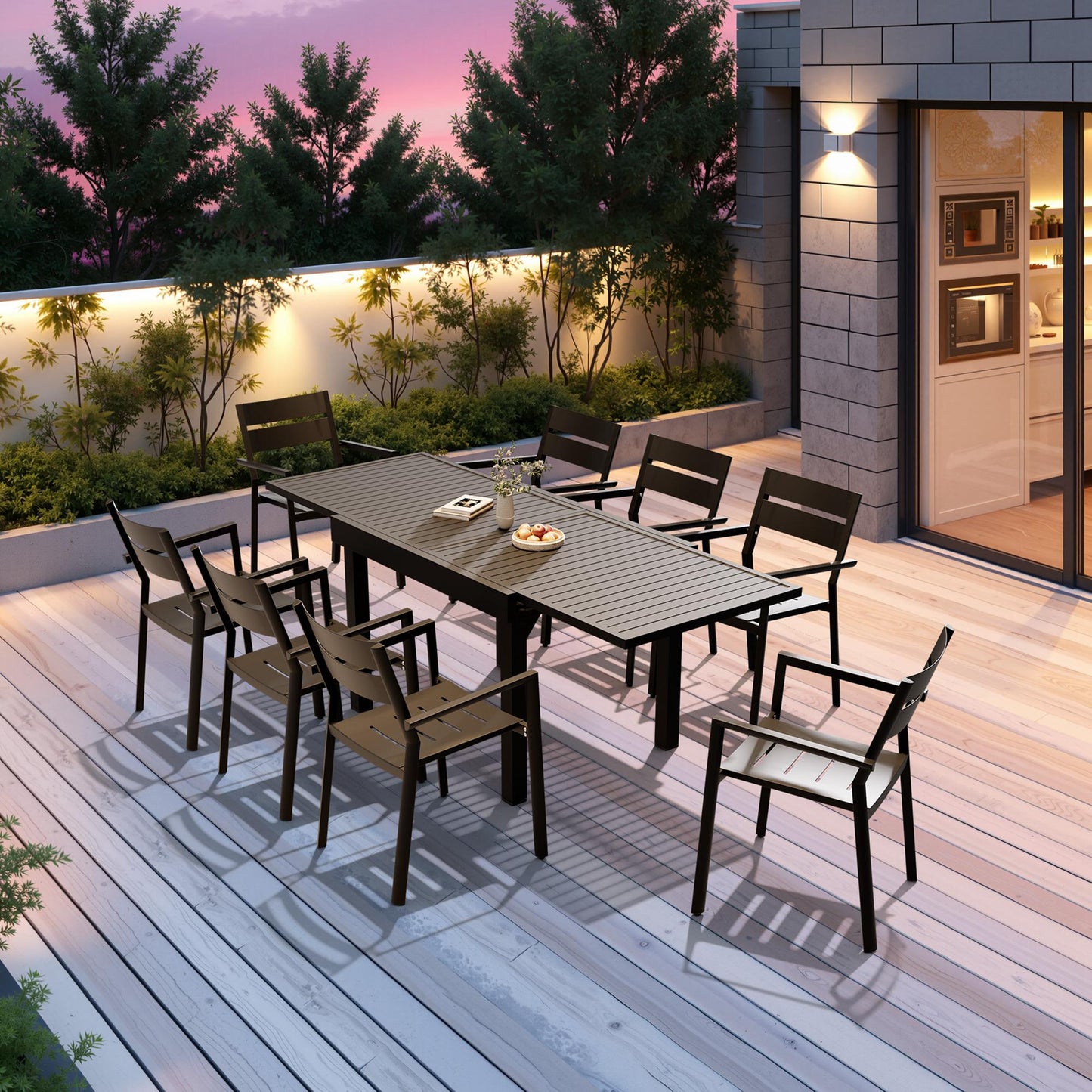 Crestlive Products 83 x 32 in. Aluminum Expandable Outdoor Dining Table