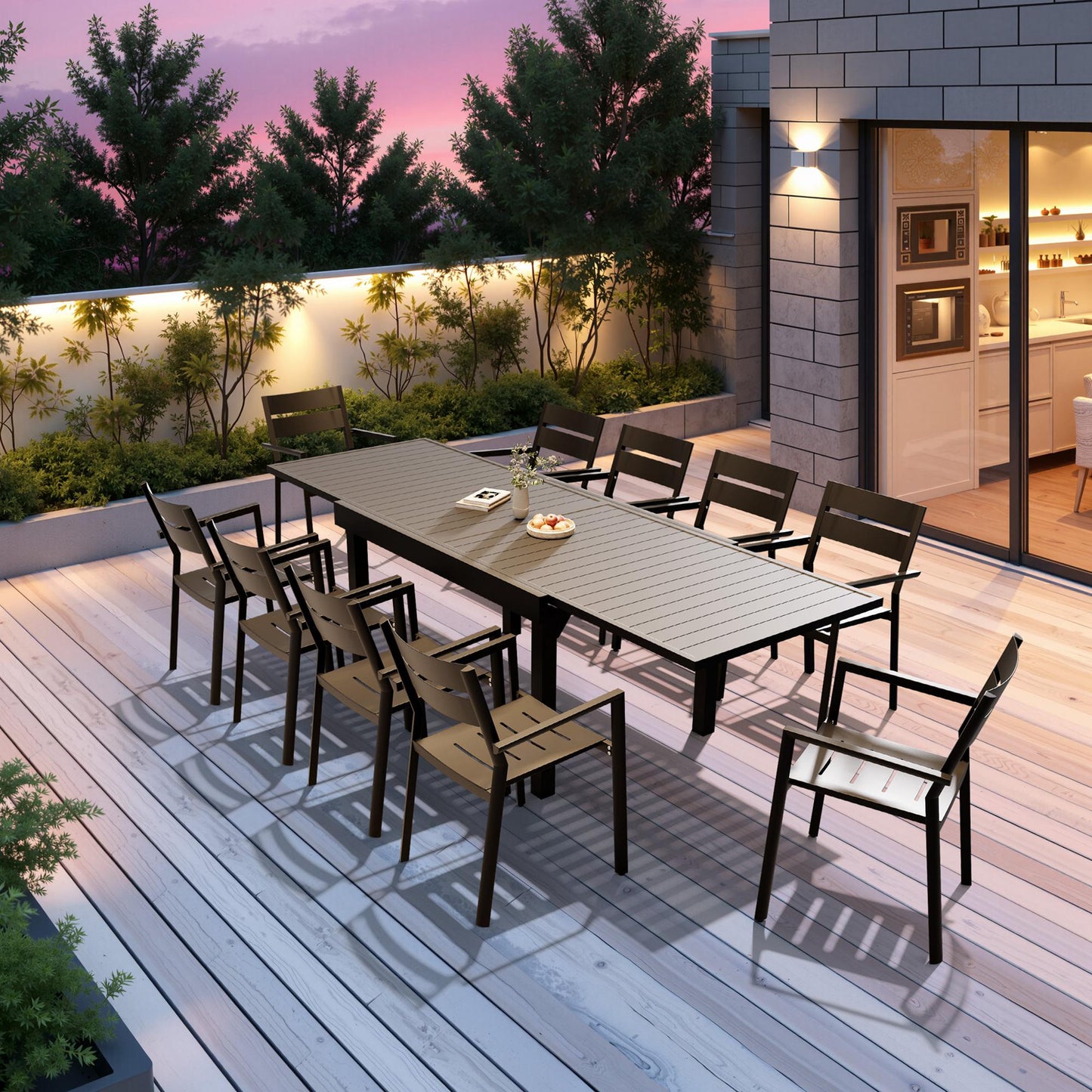 Crestlive Products 106 x 35 in. Aluminum Expandable Outdoor Dining Table