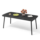 Crestlive Products 71 x 33 in. Aluminum Outdoor Dining Table with Umbrella Hole