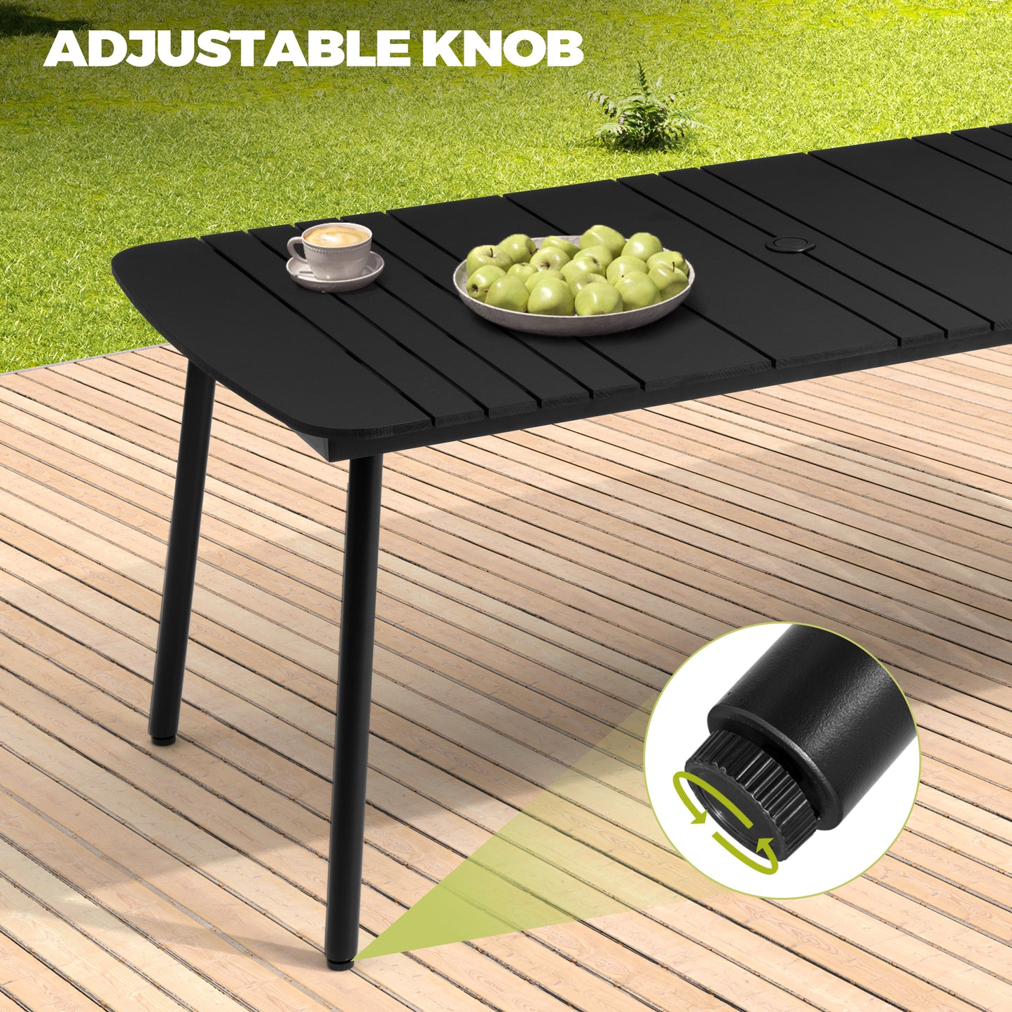 Crestlive Products 71 x 33 in. Aluminum Outdoor Dining Table with Umbrella Hole