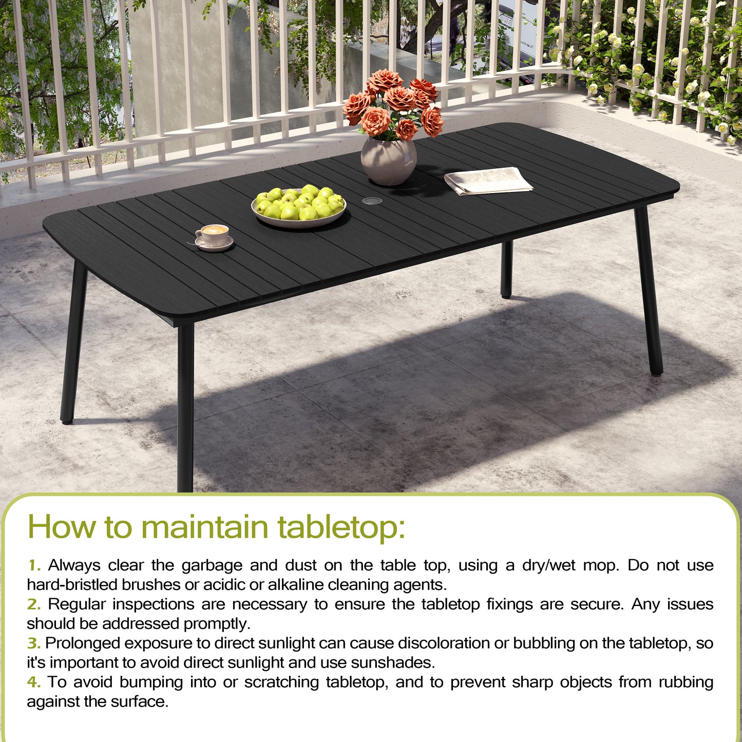 Crestlive Products 82 x 38 in. Aluminum Outdoor Dining Table with Umbrella Hole